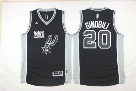 Maillot De Basket San Antonio Spurs Manu Ginobili 20 2015-16 Season Noir